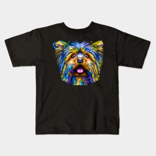 Cute Yorkshire Terrier Dog Artwork Kids T-Shirt